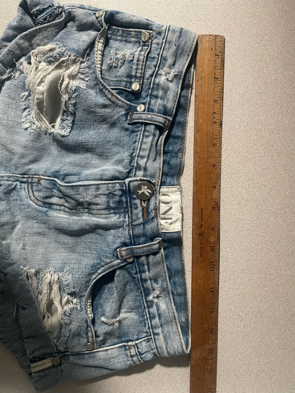 One teaspoon Distressed Denim Shorts for Women button front - Picture 7 of 7